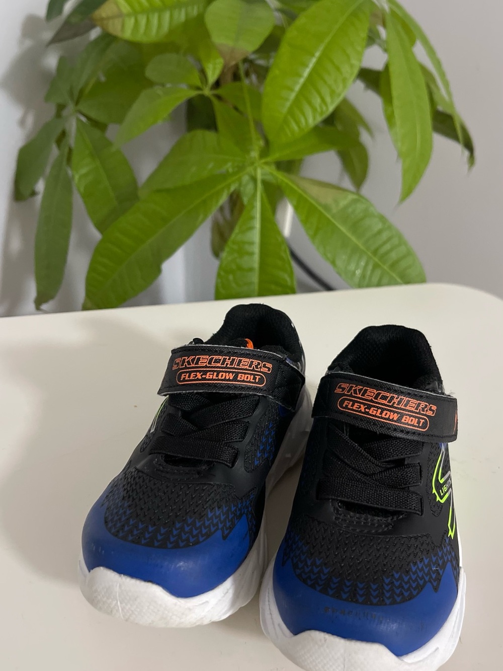 Skechers Kids Black & Blue Light-Up Sneakers with Neon Green Accents - Picture 3 of 4